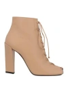 Victoria Beckham Woman Ankle Boots Camel Size 11 Lambskin In Beige
