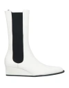 Victoria Beckham Woman Ankle Boots Off White Size 8 Calfskin, Textile Fibers In Off White