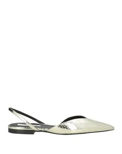 Victoria Beckham Woman Ballet Flats Platinum Size 8 Lambskin In Metallic