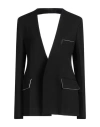 Victoria Beckham Shrunken Wrapped Wool Blazer In Black