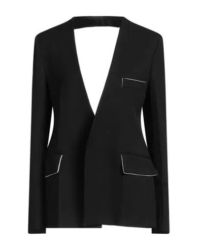 VICTORIA BECKHAM VICTORIA BECKHAM WOMAN BLAZER BLACK SIZE 2 POLYESTER, VIRGIN WOOL