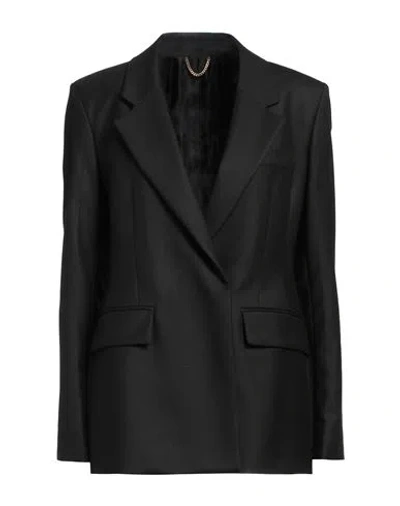 Victoria Beckham Double-breasted Virgin Wool-cotton Blazer In Black