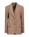 Victoria Beckham Long Sleeved Suit Jacket In Camel