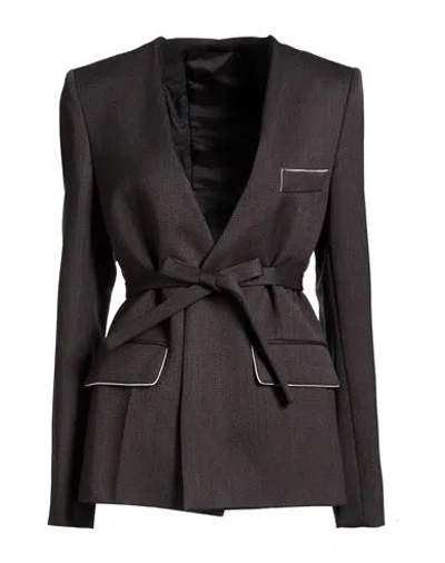 Victoria Beckham Woman Blazer Charcoal Size 10 Wool In Gray