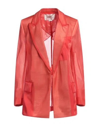 Victoria Beckham Woman Blazer Coral Size 0 Polyamide, Brass In Red