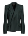 Victoria Beckham Woman Blazer Dark Green Size 8 Polyester, Virgin Wool, Elastane