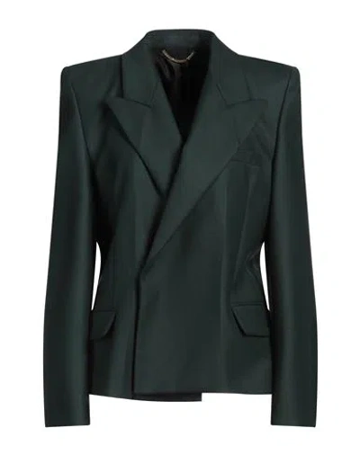 Victoria Beckham Woman Blazer Dark Green Size 8 Polyester, Virgin Wool, Elastane