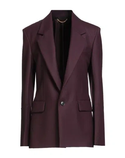Victoria Beckham Woman Blazer Plum Size 2 Polyester, Virgin Wool, Elastane In Purple