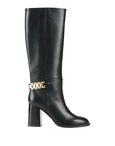 Victoria Beckham Woman Boot Black Size 9 Calfskin In Animal Print