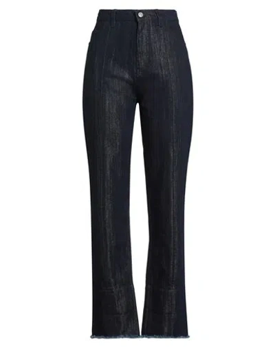 Victoria Beckham Woman Jeans Blue Size 28 Cotton, Rayon, Polyester, Steel, Leather