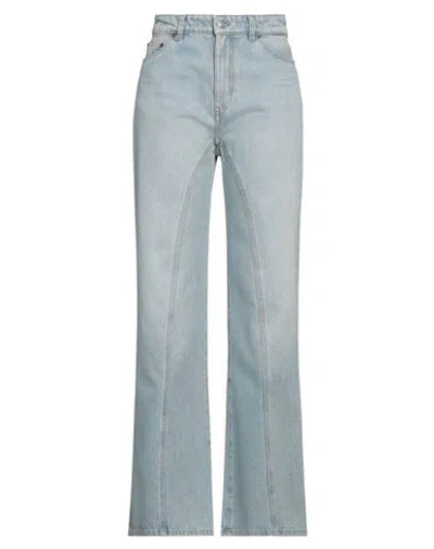 Victoria Beckham Woman Jeans Blue Size 29 Cotton, Steel, Brass, Leather
