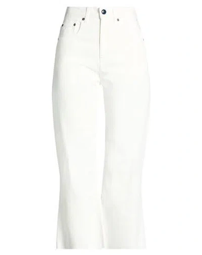 Victoria Beckham Woman Jeans White Size 29 Cotton, Leather