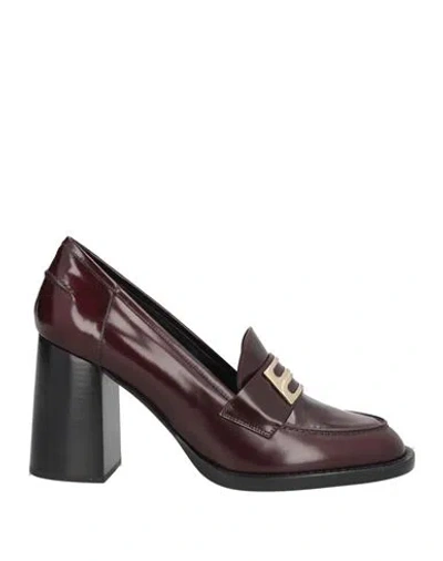 Victoria Beckham Woman Loafers Burgundy Size 8 Calfskin In Brown