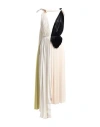 Victoria Beckham Color-block Pleated Crepe, Crepon And Satin Midi Dress In Beige
