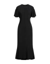 Victoria Beckham Gathered Waist Viscose Dress In Black