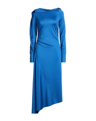 Victoria Beckham Woman Maxi Dress Blue Size 8 Polyester, Elastane