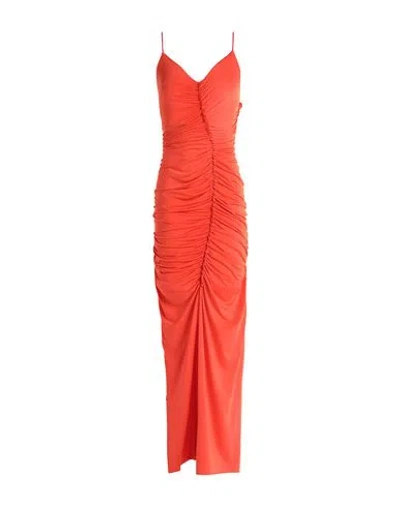 Victoria Beckham Woman Maxi Dress Orange Size 10 Polyester, Elastane