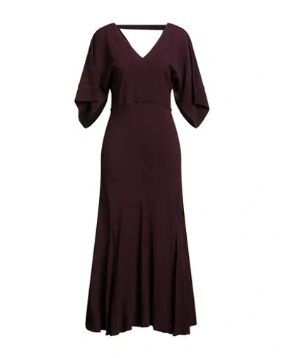 Victoria Beckham Woman Maxi Dress Plum Size 6 Viscose, Acrylic, Elastane In Brown