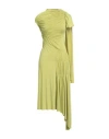 Victoria Beckham Ruched Asymmetric Midi Dress In Green
