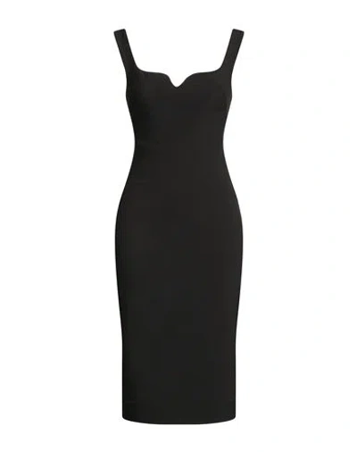 Victoria Beckham Woman Midi Dress Black Size 2 Polyester, Virgin Wool, Polyamide, Elastane
