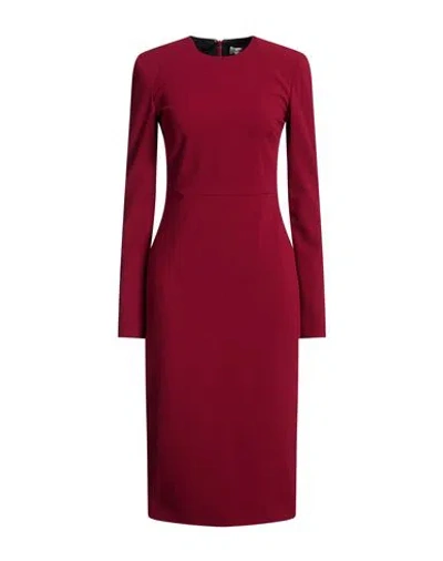 Victoria Beckham Woman Midi Dress Burgundy Size 8 Virgin Wool, Polyamide, Elastane