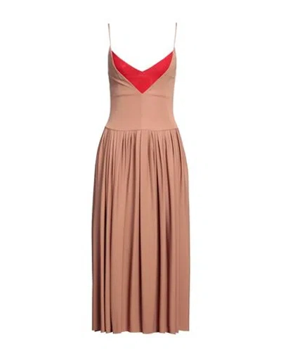 Victoria Beckham Woman Midi Dress Camel Size 2 Viscose In Beige
