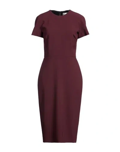 Victoria Beckham Woman Midi Dress Chocolate Brown Size 8 Polyester, Virgin Wool, Polyamide, Elastane