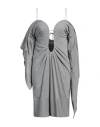 Victoria Beckham Woman Midi Dress Grey Size 6 Cotton In Grey