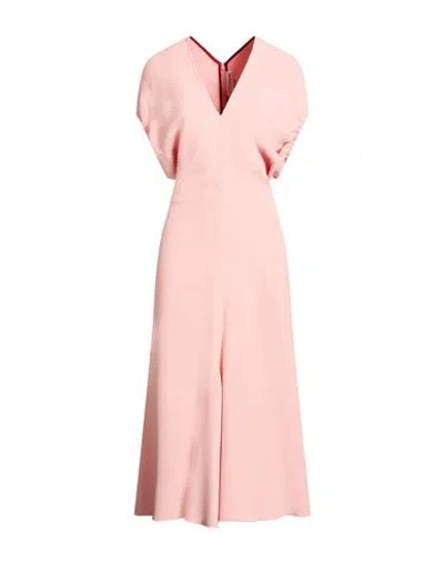 Victoria Beckham Crepe Midi Dress In Pink