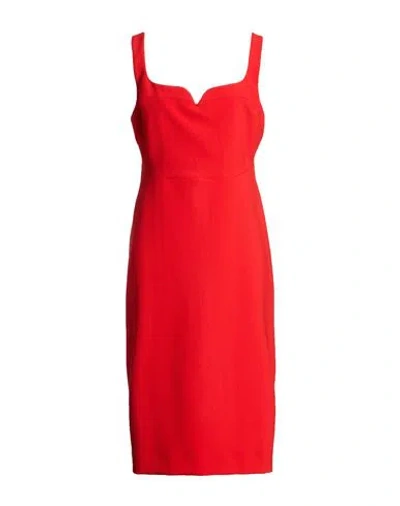 Victoria Beckham Woman Midi Dress Red Size 10 Polyester, Virgin Wool, Polyamide, Elastane