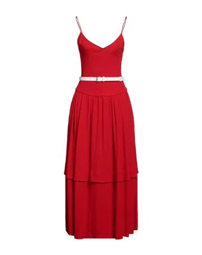Victoria Beckham Woman Midi Dress Red Size 2 Viscose, Soft Leather