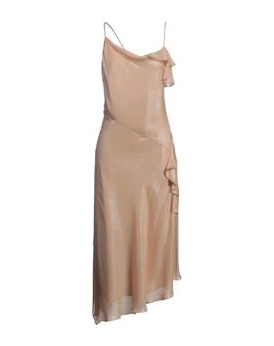 Victoria Beckham Woman Midi Dress Sand Size 4 Viscose, Polyester In Beige