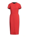 Victoria Beckham T-shirt Fitted Midi Dress With Back Zipper In Tomato Red