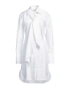 Shop Victoria Beckham Woman Midi Dress White Size 4 Organic Cotton, Polyester, Recycled Polyester