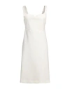 Victoria Beckham Woman Midi Dress White Size 12 Polyester, Virgin Wool, Polyamide, Elastane