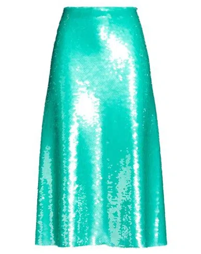 Victoria Beckham Woman Midi Skirt Emerald Green Size 8 Polyester In Blue