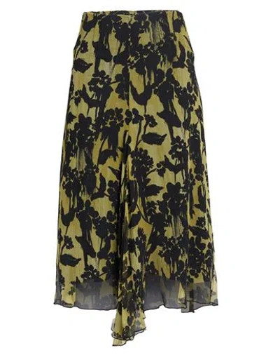 Victoria Beckham Woman Midi Skirt Military Green Size 8 Silk In Multi