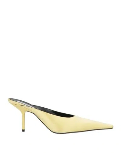 Victoria Beckham Woman Mules & Clogs Pastel Yellow Size 9 Textile Fibers