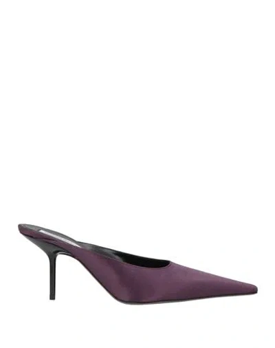 Victoria Beckham Woman Mules & Clogs Purple Size 9 Textile Fibers
