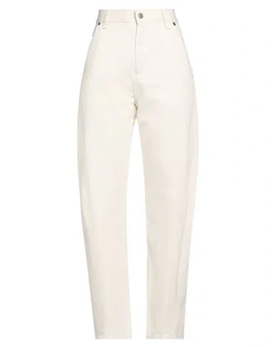 Victoria Beckham Woman Pants Ivory Size 30 Cotton, Brass, Leather In White