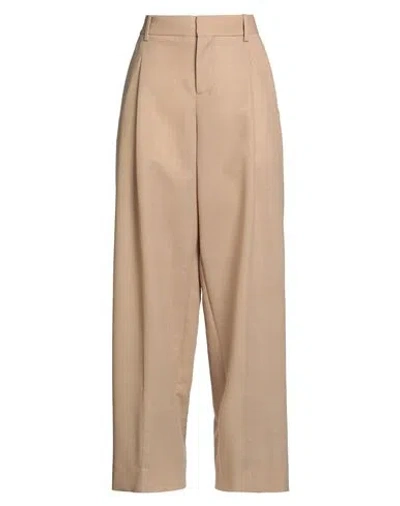 Victoria Beckham Woman Pants Sand Size 6 Virgin Wool, Polyamide In Brown