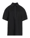 Shop Victoria Beckham Woman Polo Shirt Black Size 8 Viscose, Polyester, Elastane, Recycled Polyester