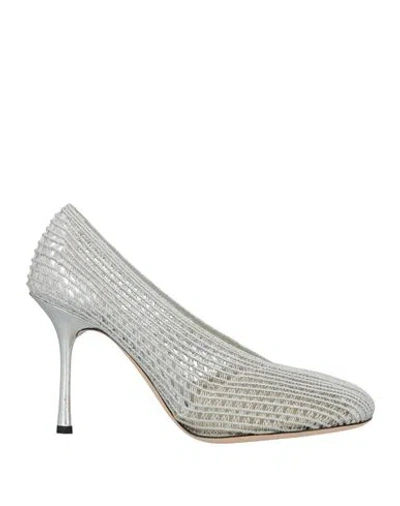 Victoria Beckham Woman Pumps Silver Size 6 Textile Fibers