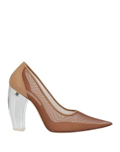 Victoria Beckham Woman Pumps Tan Size 7 Leather, Textile Fibers In Brown