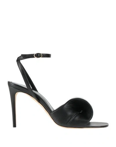 Victoria Beckham Woman Sandals Black Size 11 Lambskin In Multi