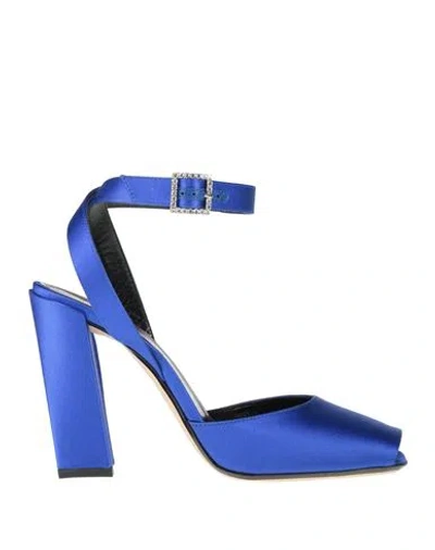 Victoria Beckham Woman Sandals Bright Blue Size 8 Textile Fibers