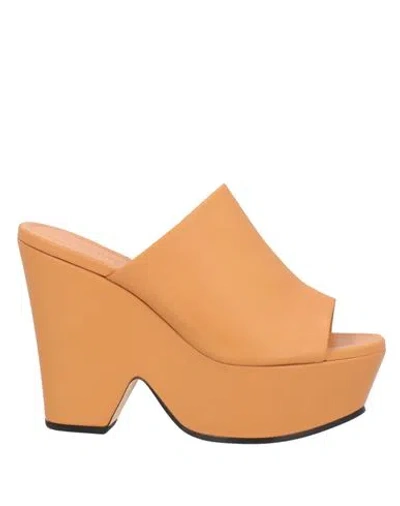 Victoria Beckham Woman Sandals Camel Size 8 Leather In Beige