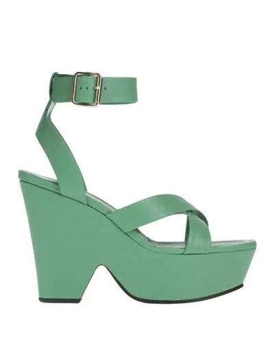 Victoria Beckham Woman Sandals Green Size 8 Leather