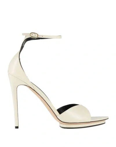 Victoria Beckham Woman Sandals Ivory Size 8 Leather In White