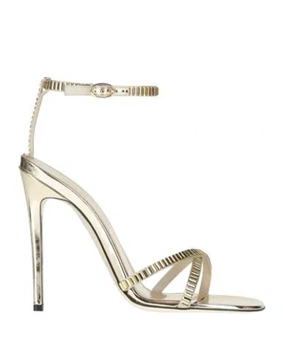 Victoria Beckham Woman Sandals Platinum Size 7.5 Textile Fibers